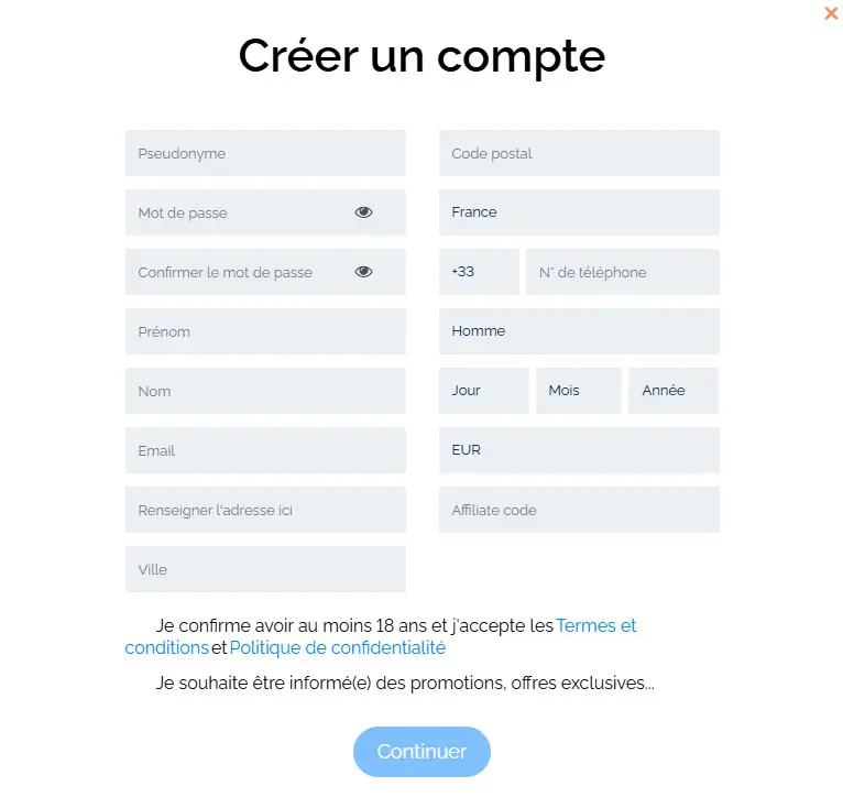 Proceso de registro CAPTAIN JACK CASINO